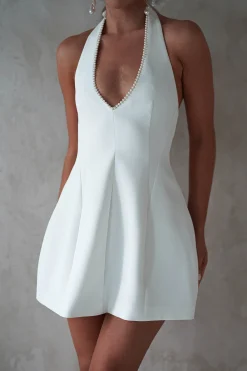 Peyton Pearl Detail Mini Dress | White