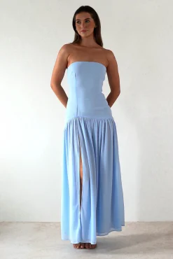 Polinna Strapless Chiffon Maxi Dress | Blue