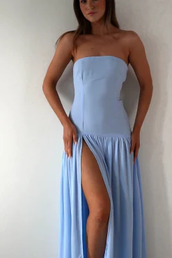 Polinna Strapless Chiffon Maxi Dress | Blue