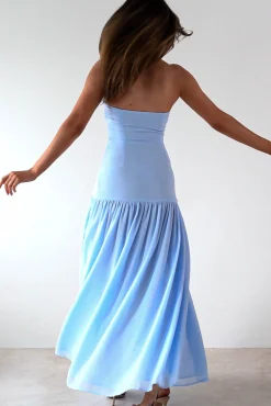 Polinna Strapless Chiffon Maxi Dress | Blue