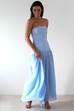 Polinna Strapless Chiffon Maxi Dress | Blue