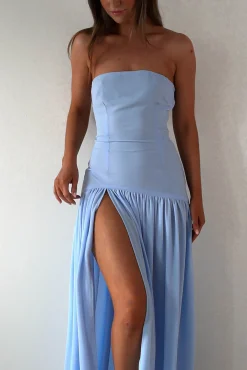 Polinna Strapless Chiffon Maxi Dress | Blue
