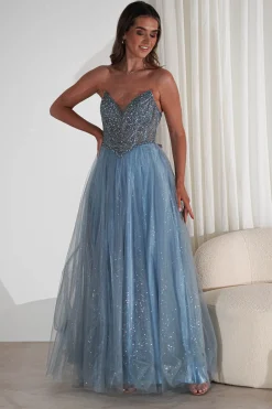 Priscilla Princess Glitter Gown | Dusty Blue
