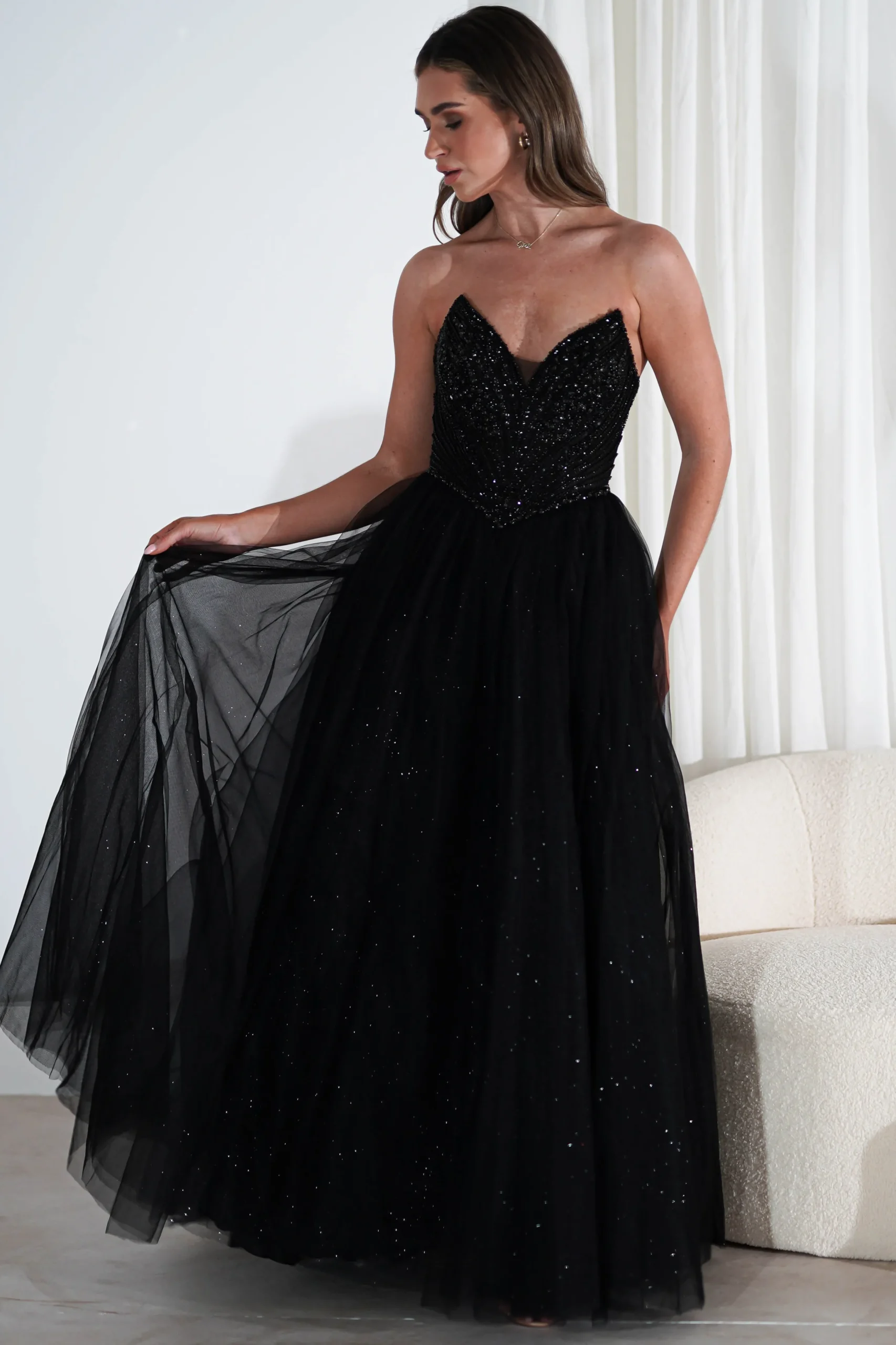 Priscilla Princess Glitter Gown | Black