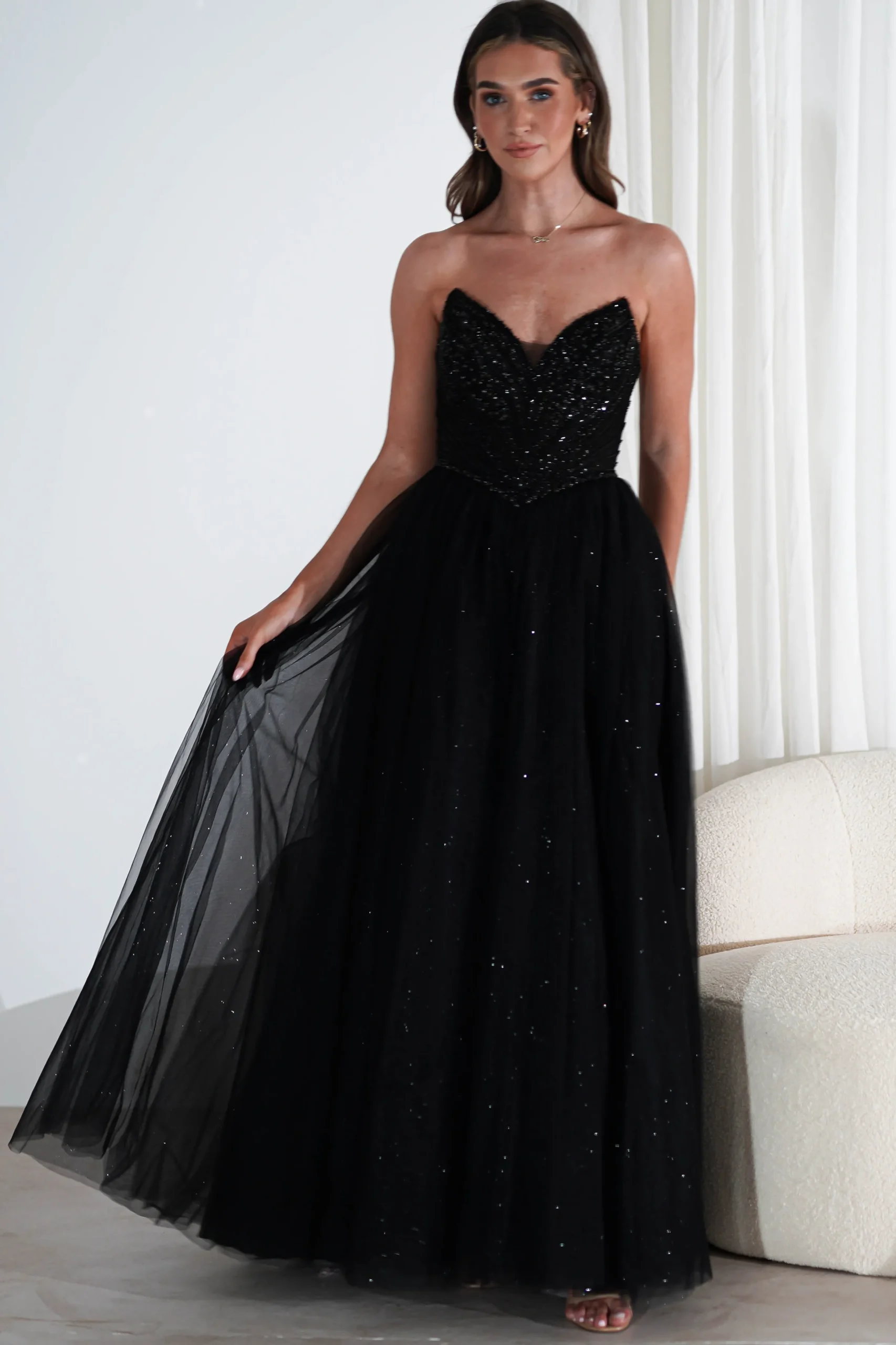 Priscilla Princess Glitter Gown | Black