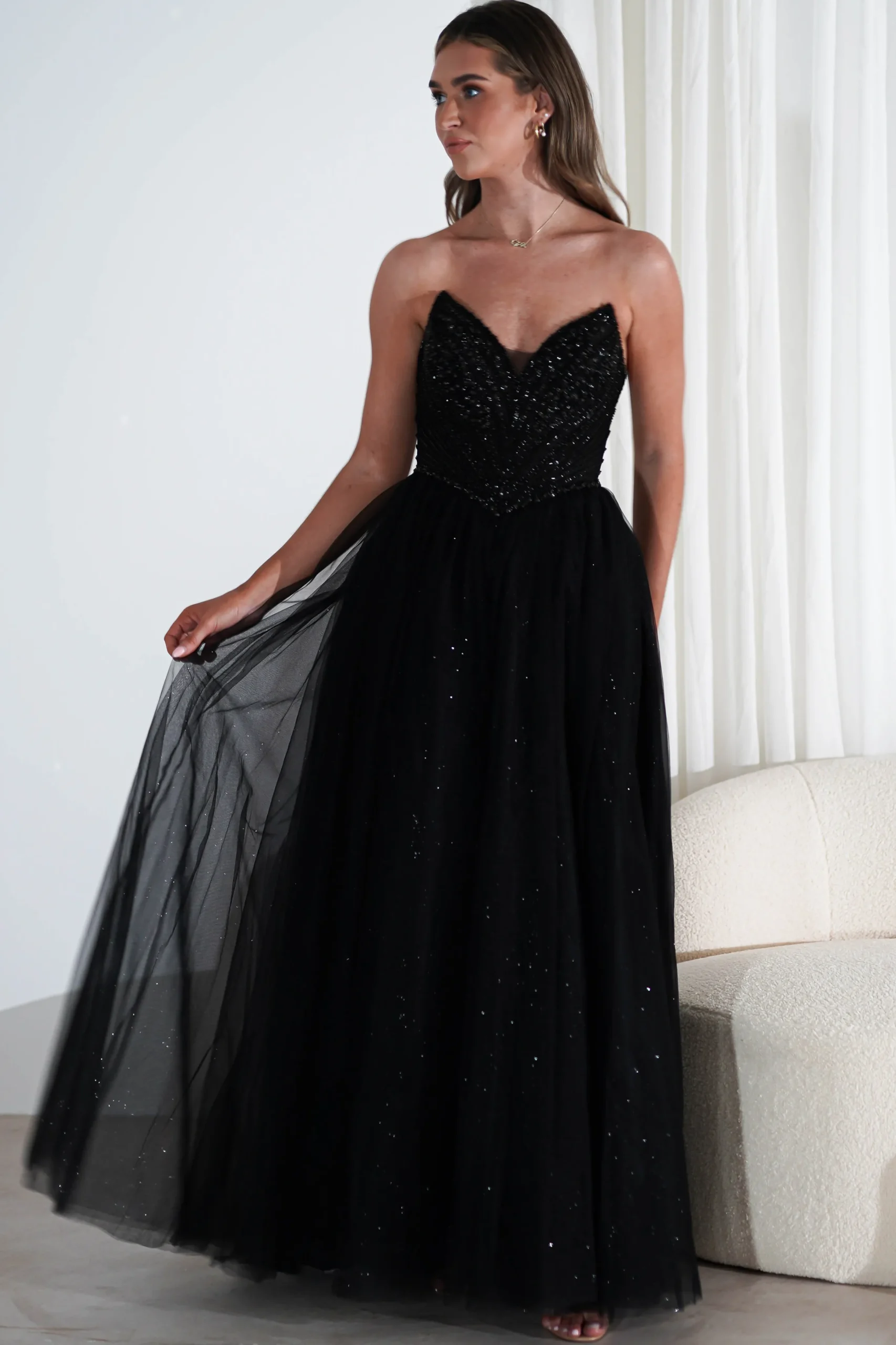 Priscilla Princess Glitter Gown | Black