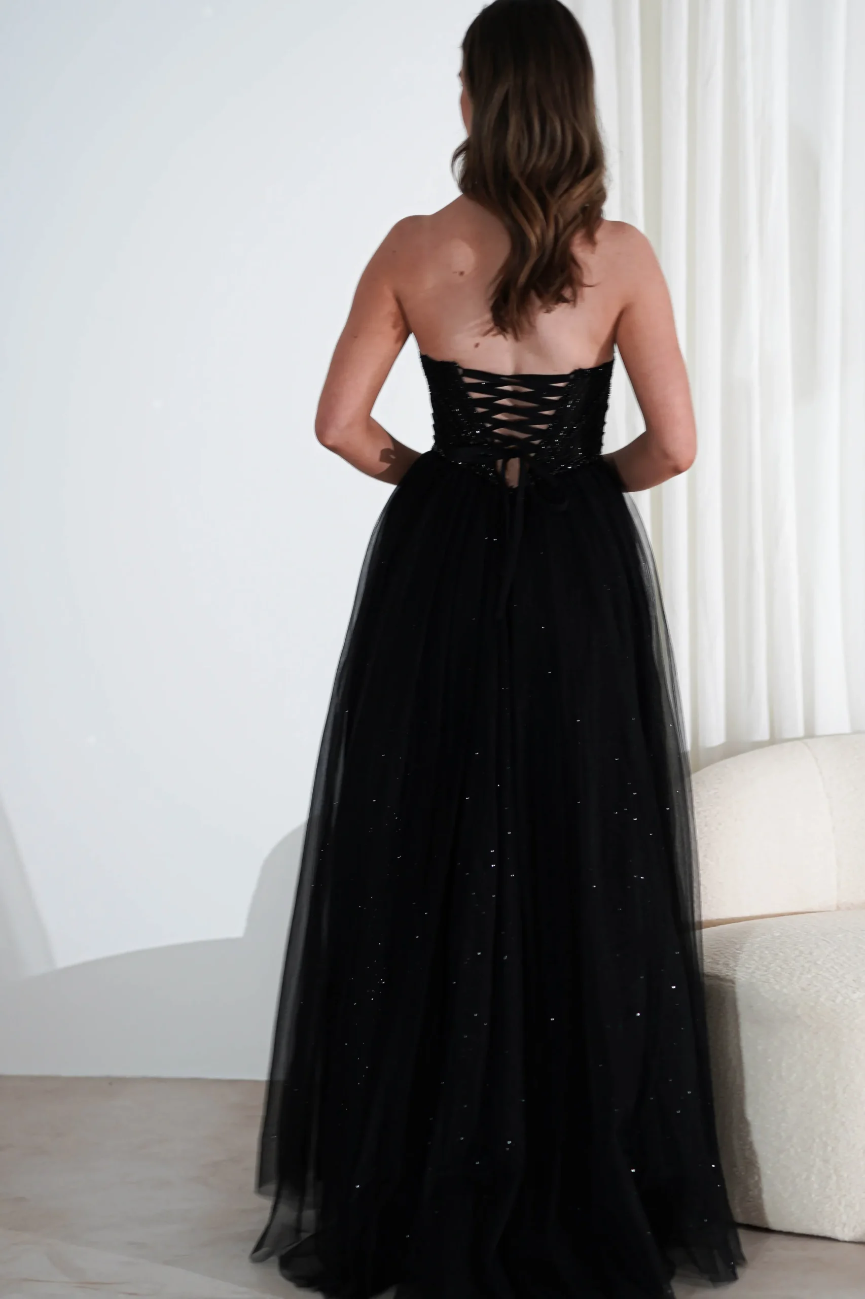 Priscilla Princess Glitter Gown | Black