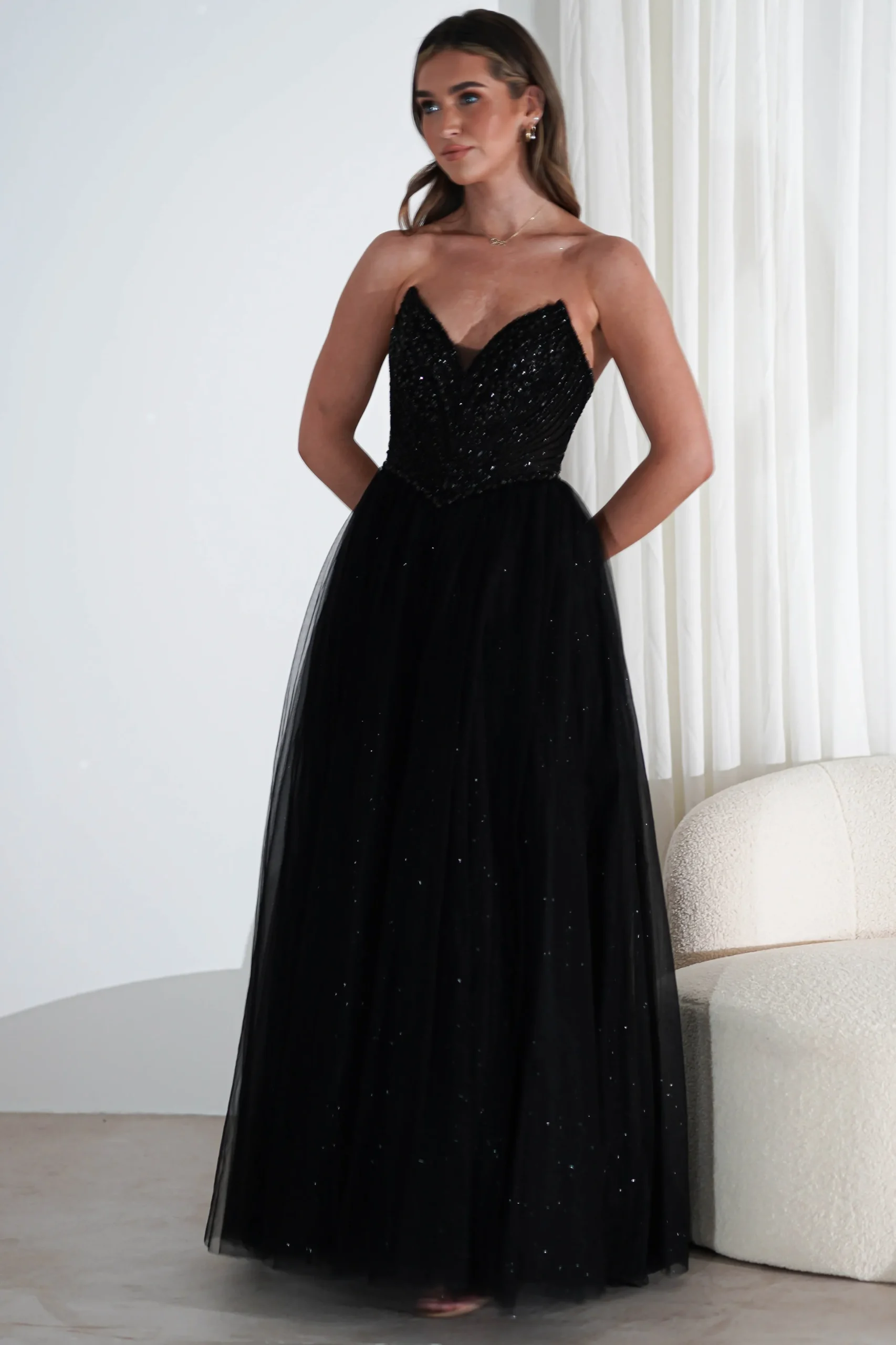 Priscilla Princess Glitter Gown | Black