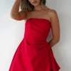 Quinta Strapless Mini Dress | Red