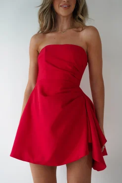 Quinta Strapless Mini Dress | Red