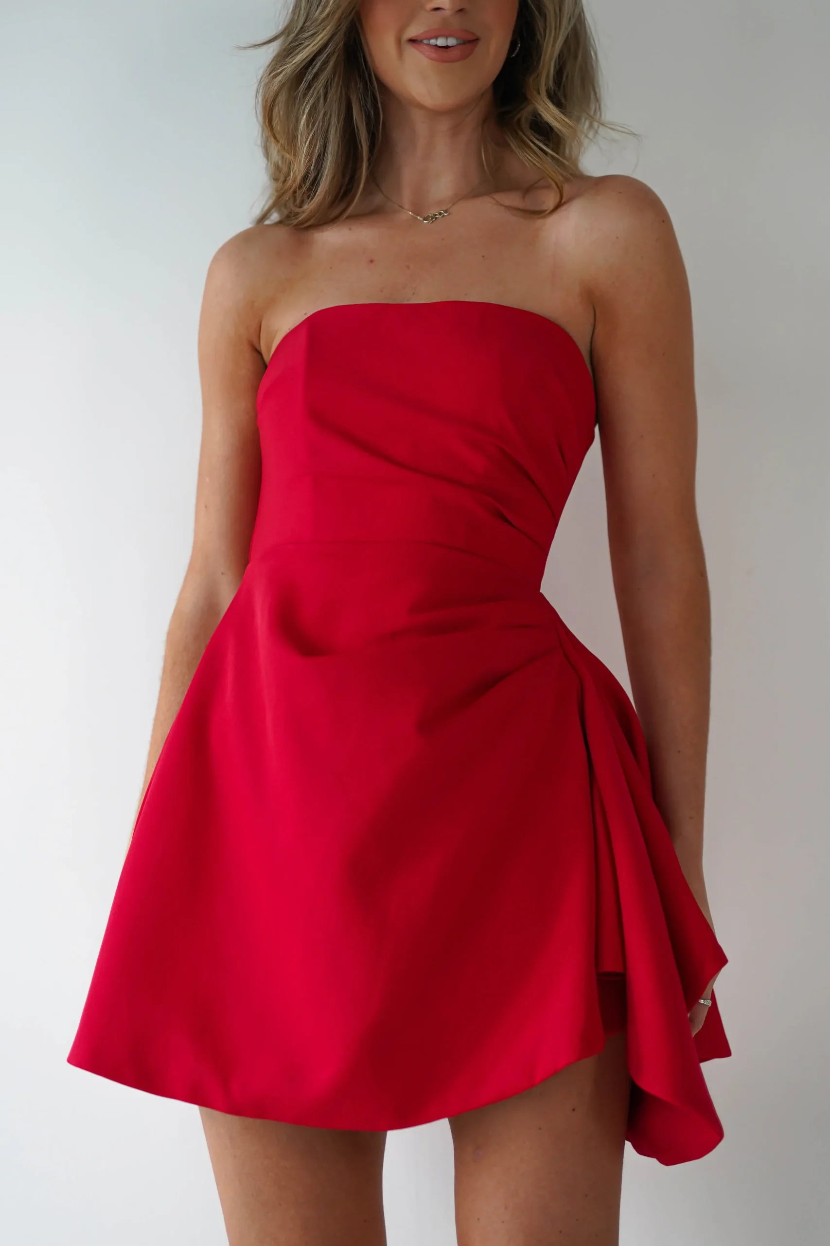 Quinta Strapless Mini Dress | Red