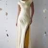 Ramona Soft Satin Maxi Dress | Yellow