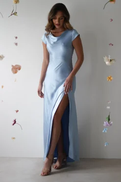Ramona Soft Satin Maxi Dress | Blue