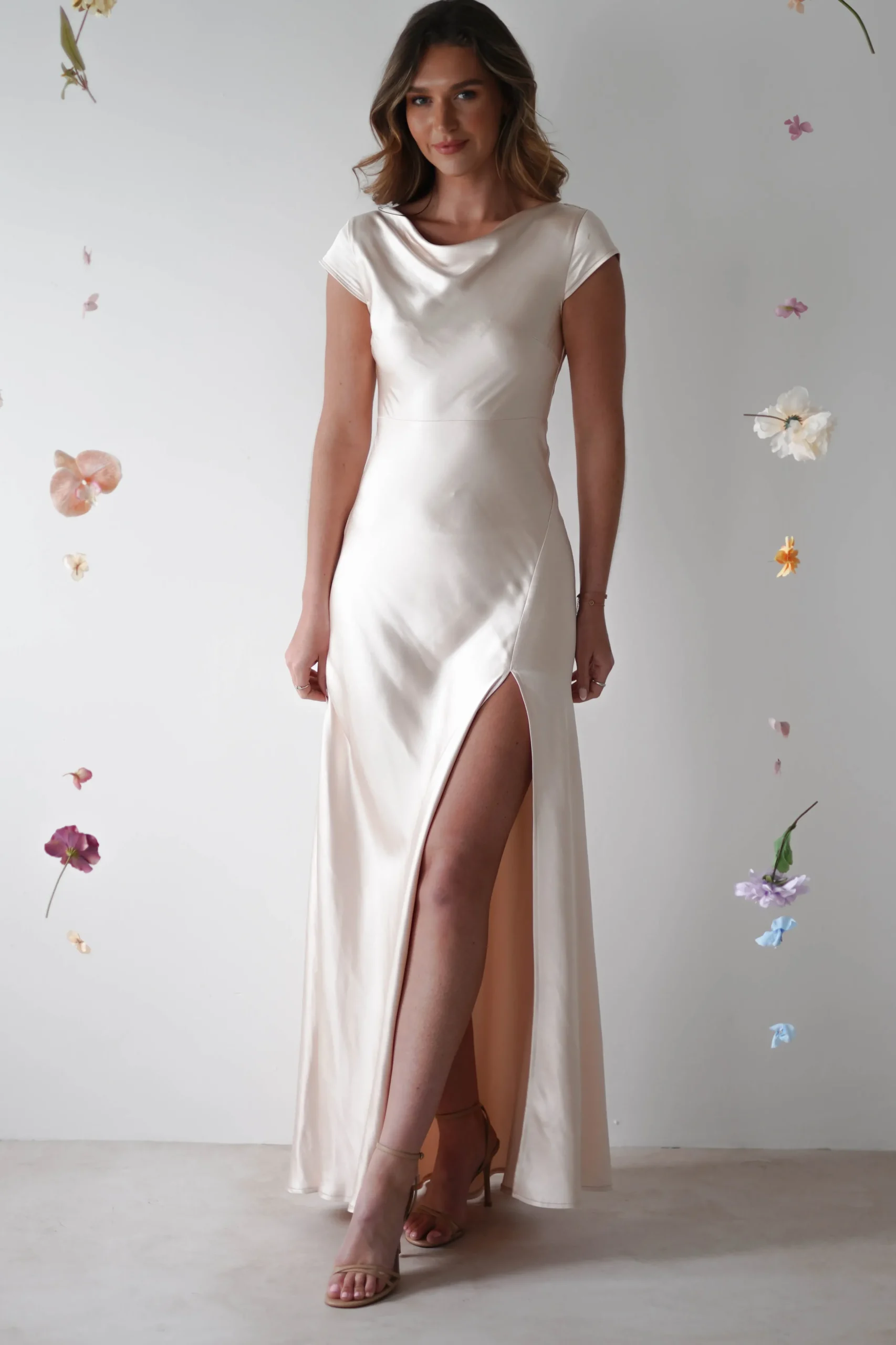 Ramona Soft Satin Maxi Dress | Champagne