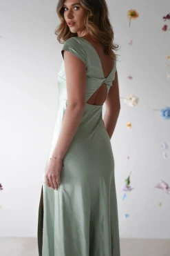 Ramona Soft Satin Maxi Dress | Sage