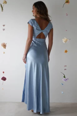 Ramona Soft Satin Maxi Dress | Blue
