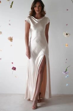 Ramona Soft Satin Maxi Dress | Champagne
