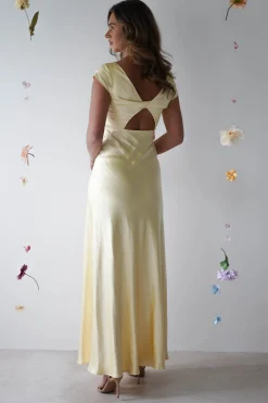 Ramona Soft Satin Maxi Dress | Yellow