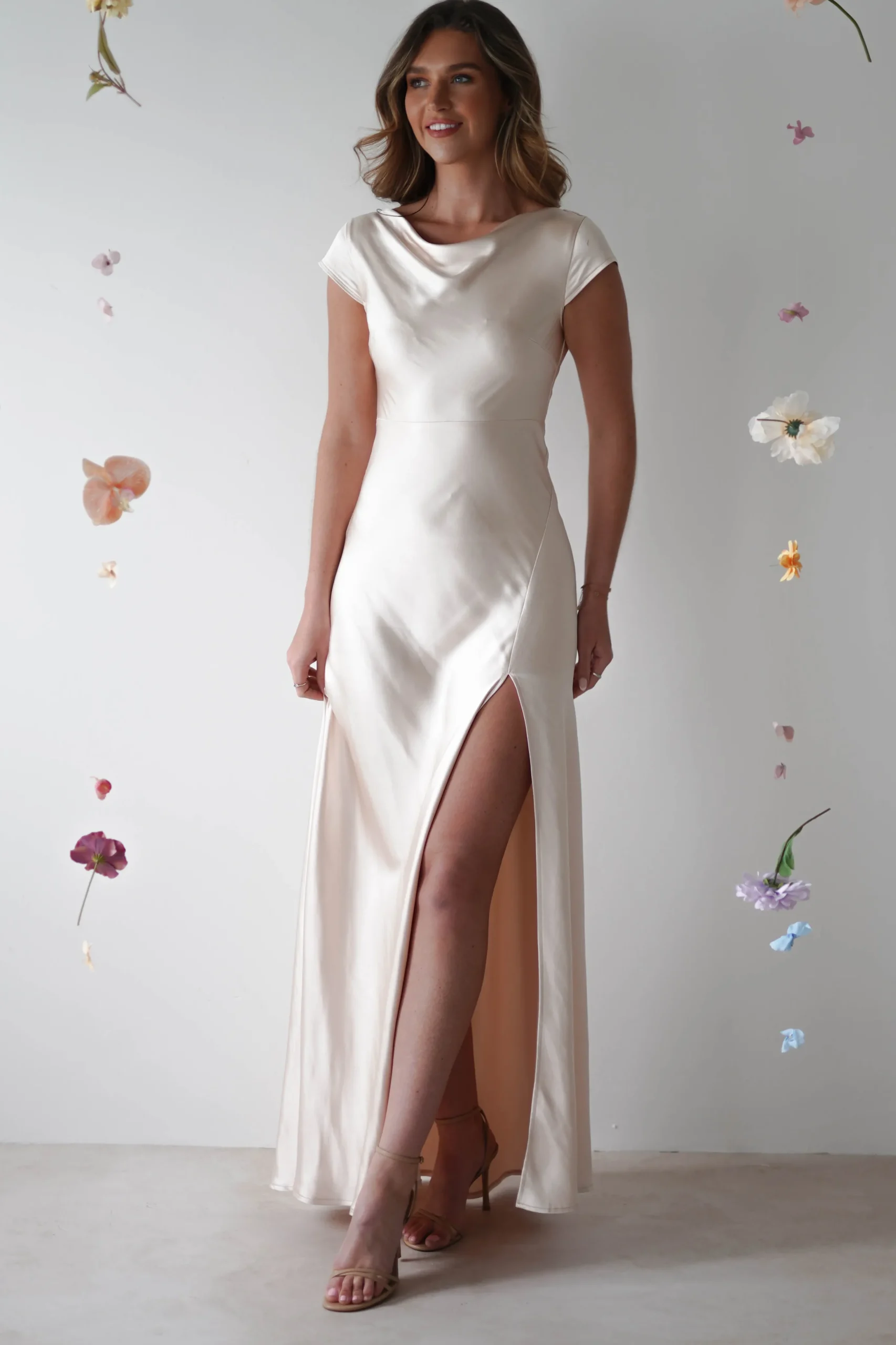 Ramona Soft Satin Maxi Dress | Champagne