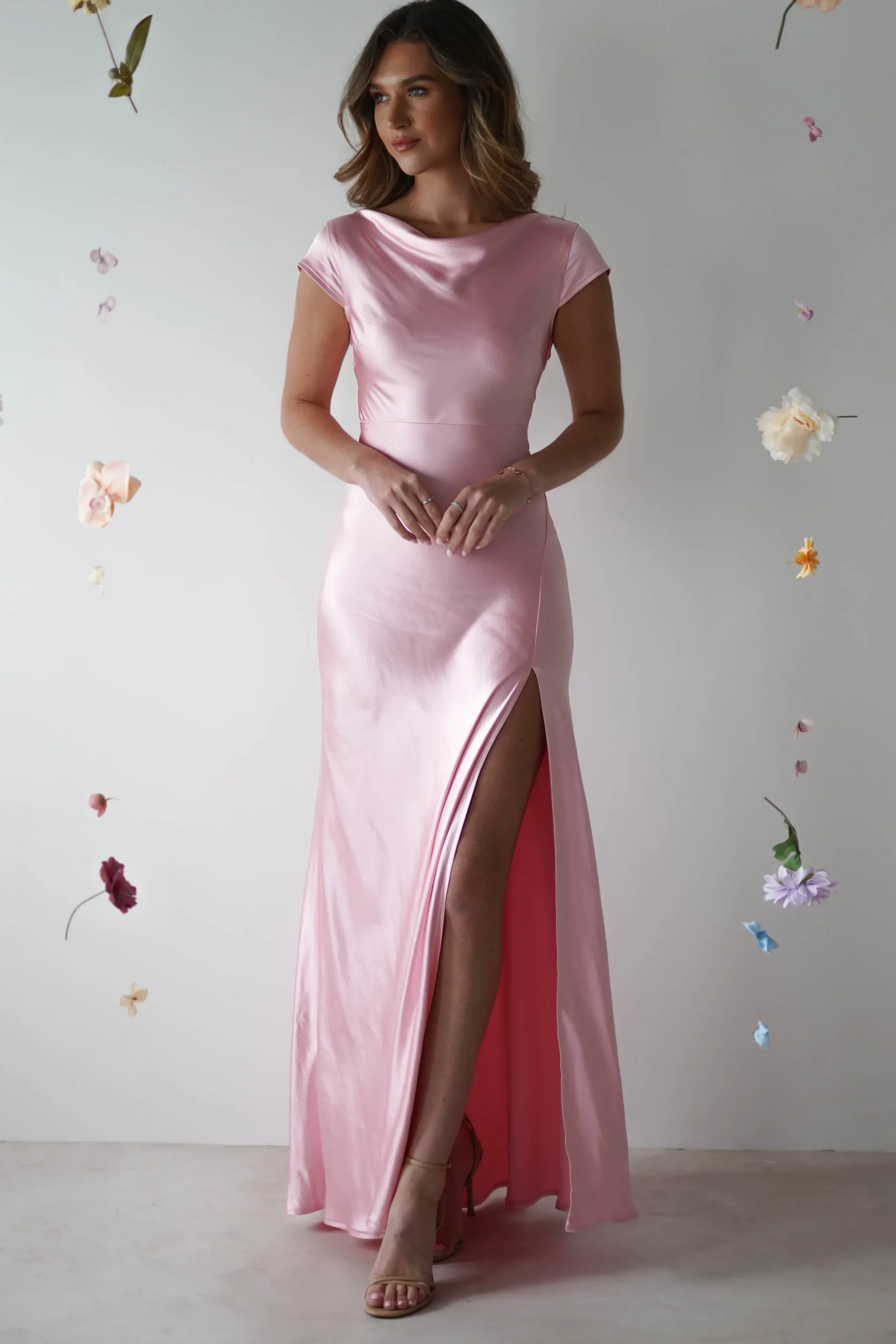 Ramona Soft Satin Maxi Dress | Pink