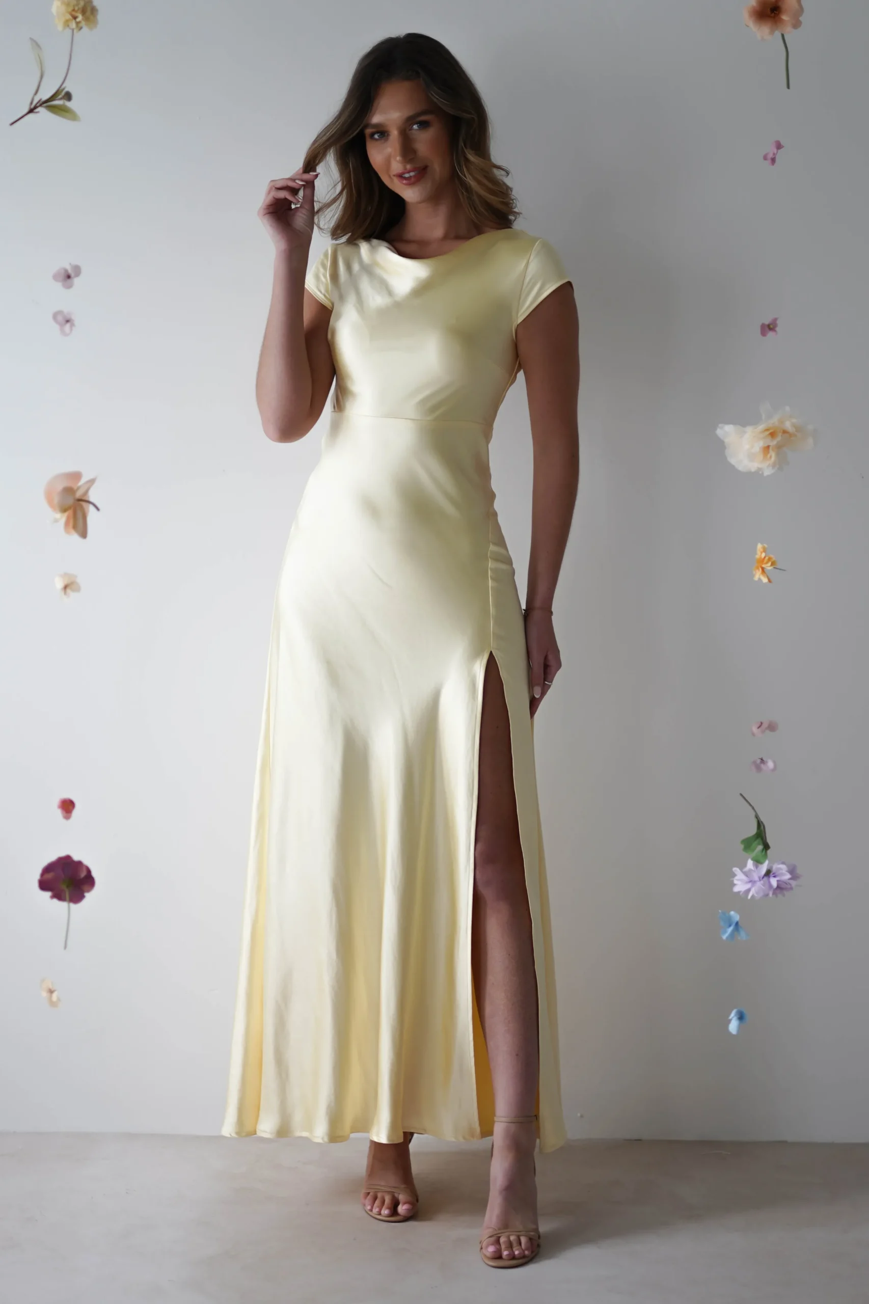 Ramona Soft Satin Maxi Dress | Yellow