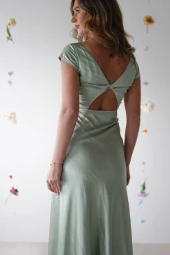 Ramona Soft Satin Maxi Dress | Sage