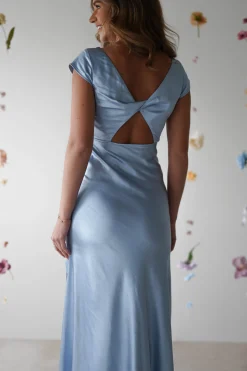 Ramona Soft Satin Maxi Dress | Blue