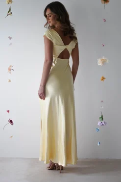 Ramona Soft Satin Maxi Dress | Yellow