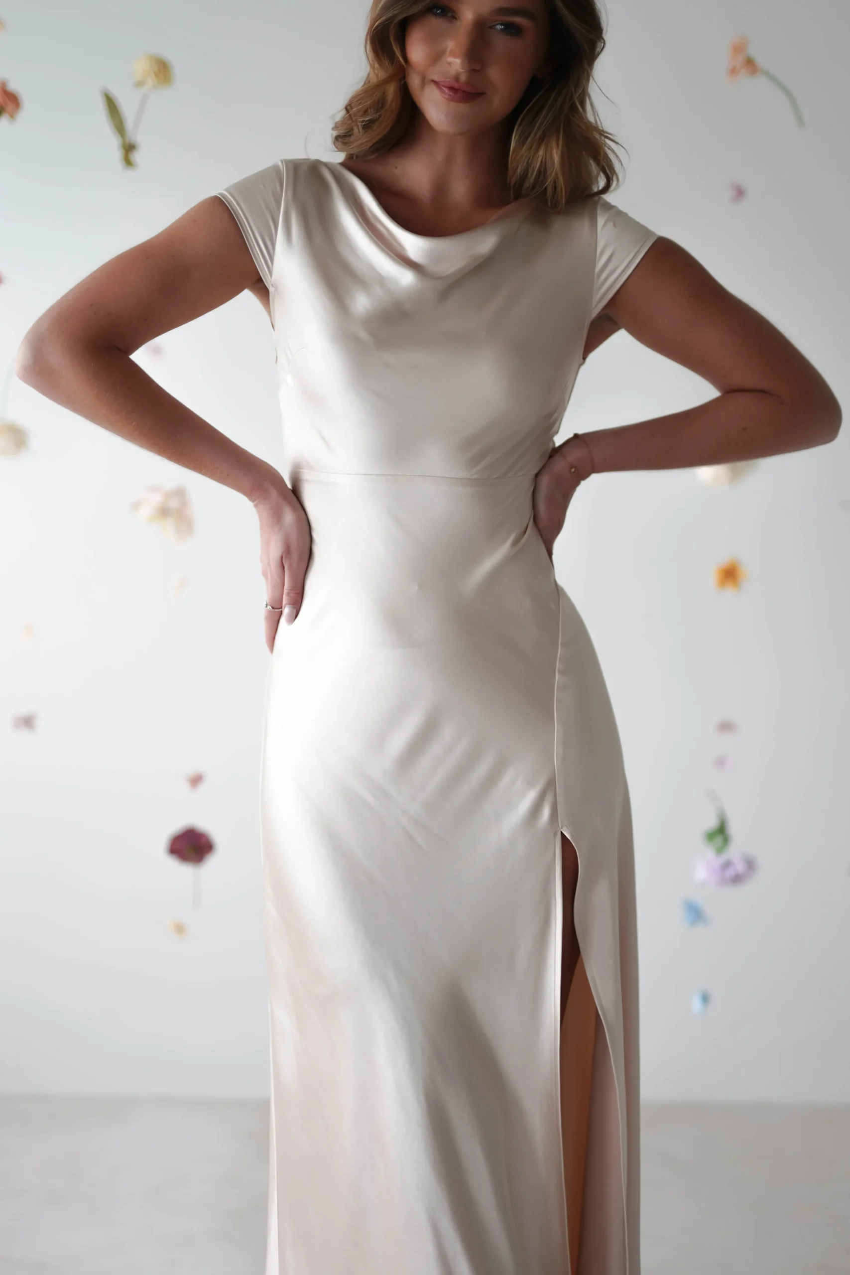 Ramona Soft Satin Maxi Dress | Champagne