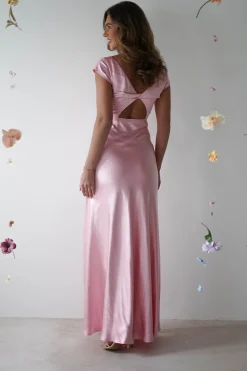 Ramona Soft Satin Maxi Dress | Pink