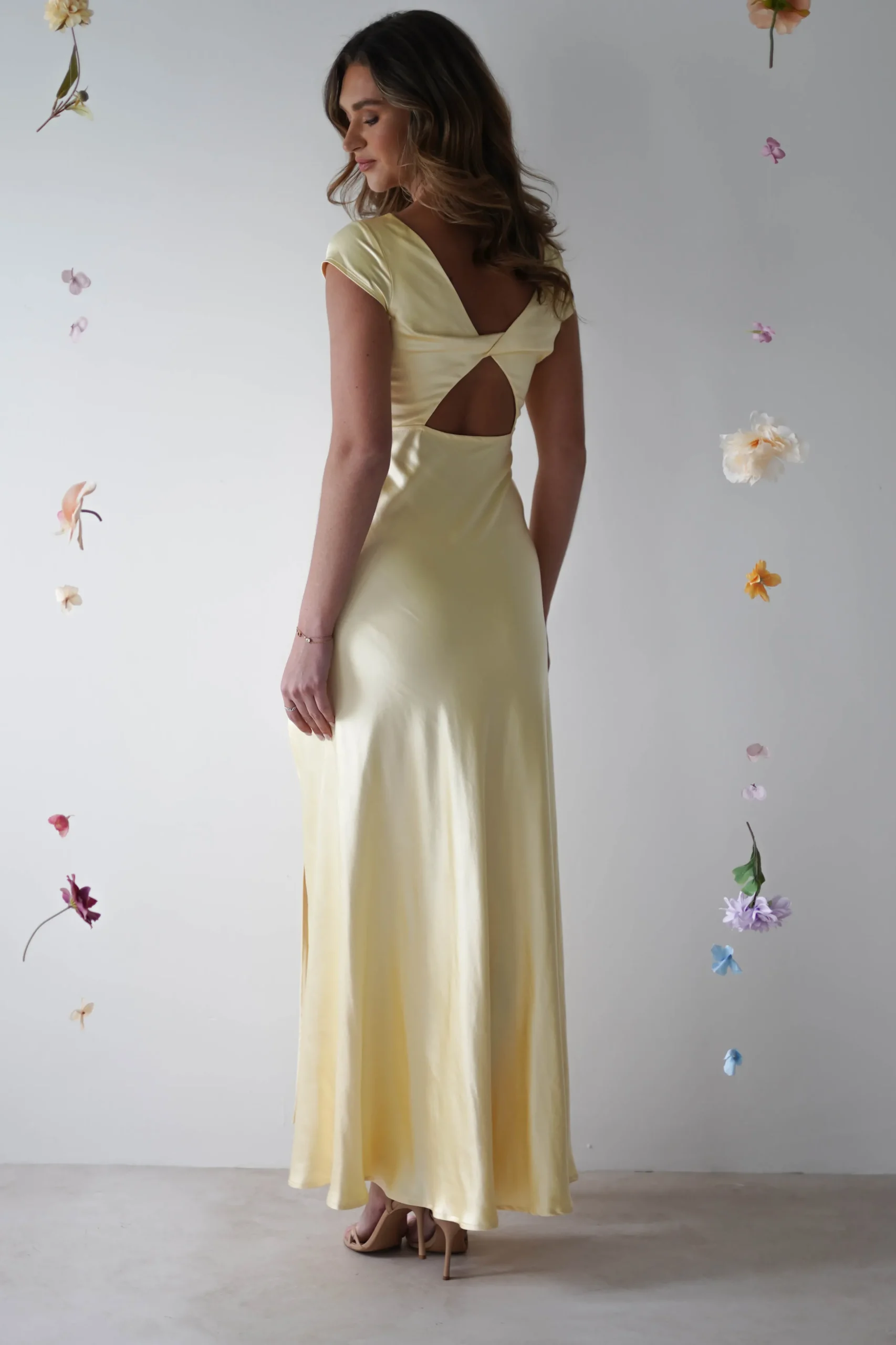 Ramona Soft Satin Maxi Dress | Yellow
