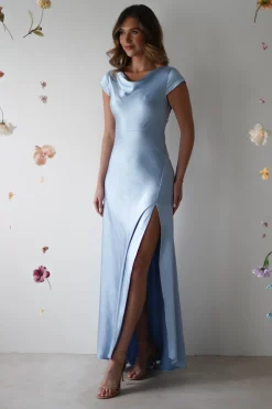 Ramona Soft Satin Maxi Dress | Blue
