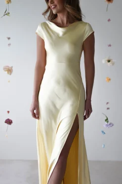 Ramona Soft Satin Maxi Dress | Yellow