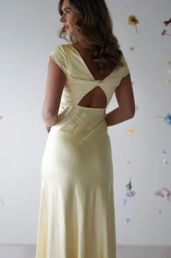 Ramona Soft Satin Maxi Dress | Yellow