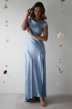 Ramona Soft Satin Maxi Dress | Blue