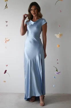 Ramona Soft Satin Maxi Dress | Blue