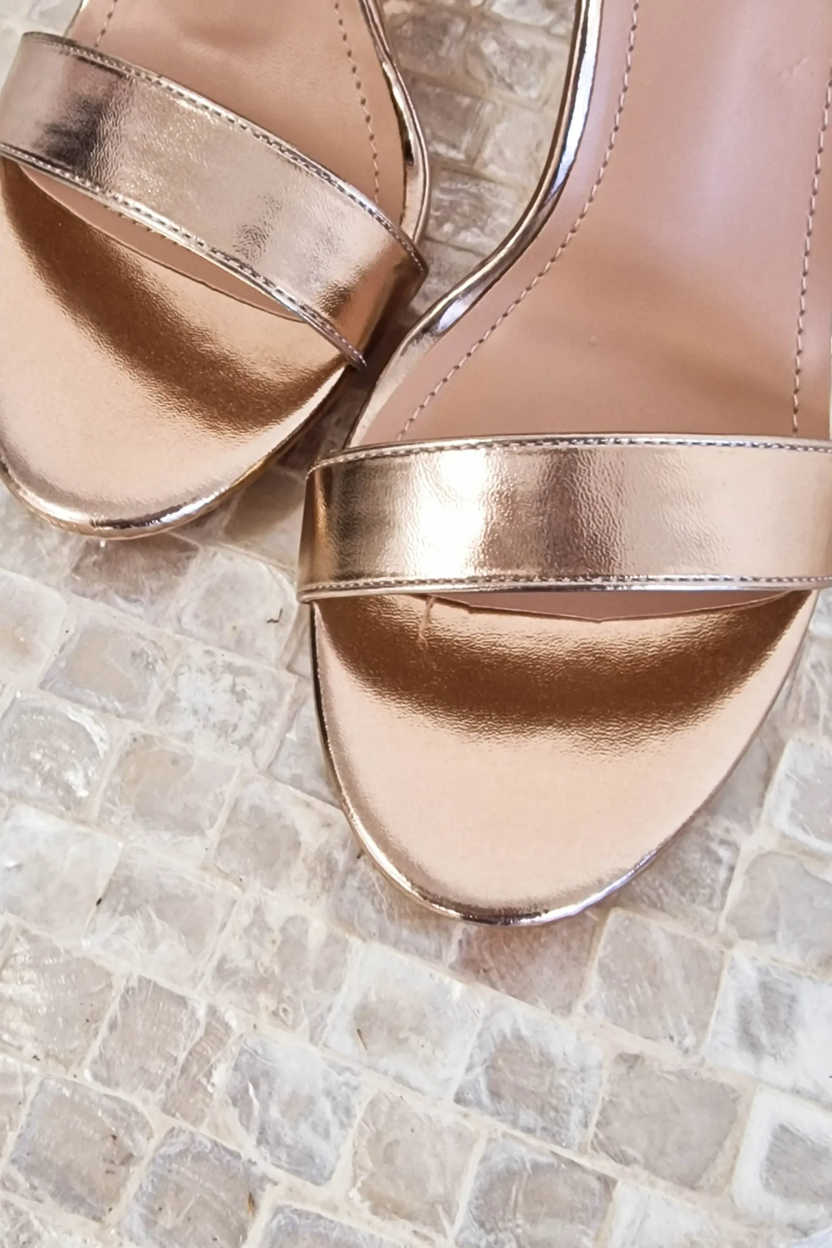 Regina Block Heel Sandals | Rose Gold