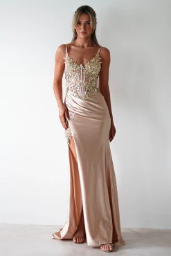 Regina Embellished Bodice Gown | Champagne/Gold