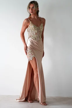 Regina Embellished Bodice Gown | Champagne/Gold