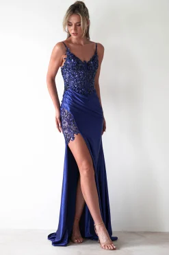 Regina Embellished Bodice Gown | Midnight Blue