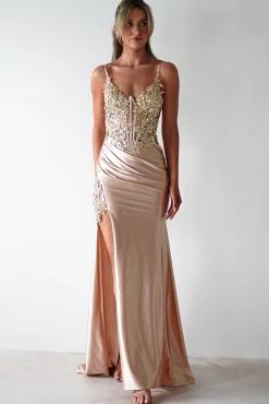 Regina Embellished Bodice Gown | Champagne/Gold