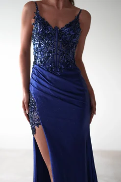 Regina Embellished Bodice Gown | Midnight Blue