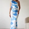Rhia Ruffle Floral Maxi Dress | Blue/White