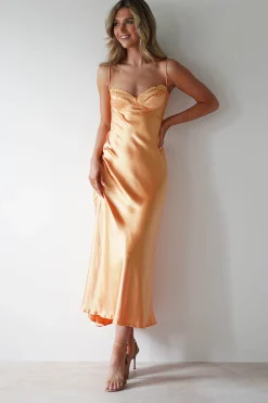 Ricci Soft Satin Maxi Dress | Melon