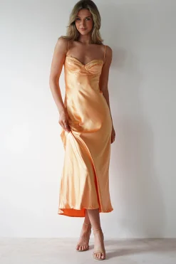 Ricci Soft Satin Maxi Dress | Melon