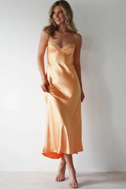 Ricci Soft Satin Maxi Dress | Melon