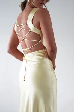 Riviera Soft Satin Maxi Gown | Yellow