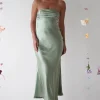 Rochelle Soft Satin Maxi Dress | Sage Green