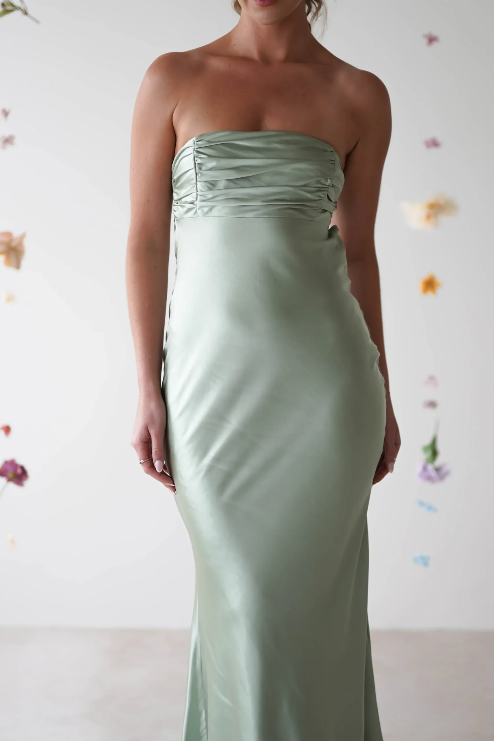 Rochelle Soft Satin Maxi Dress | Sage Green