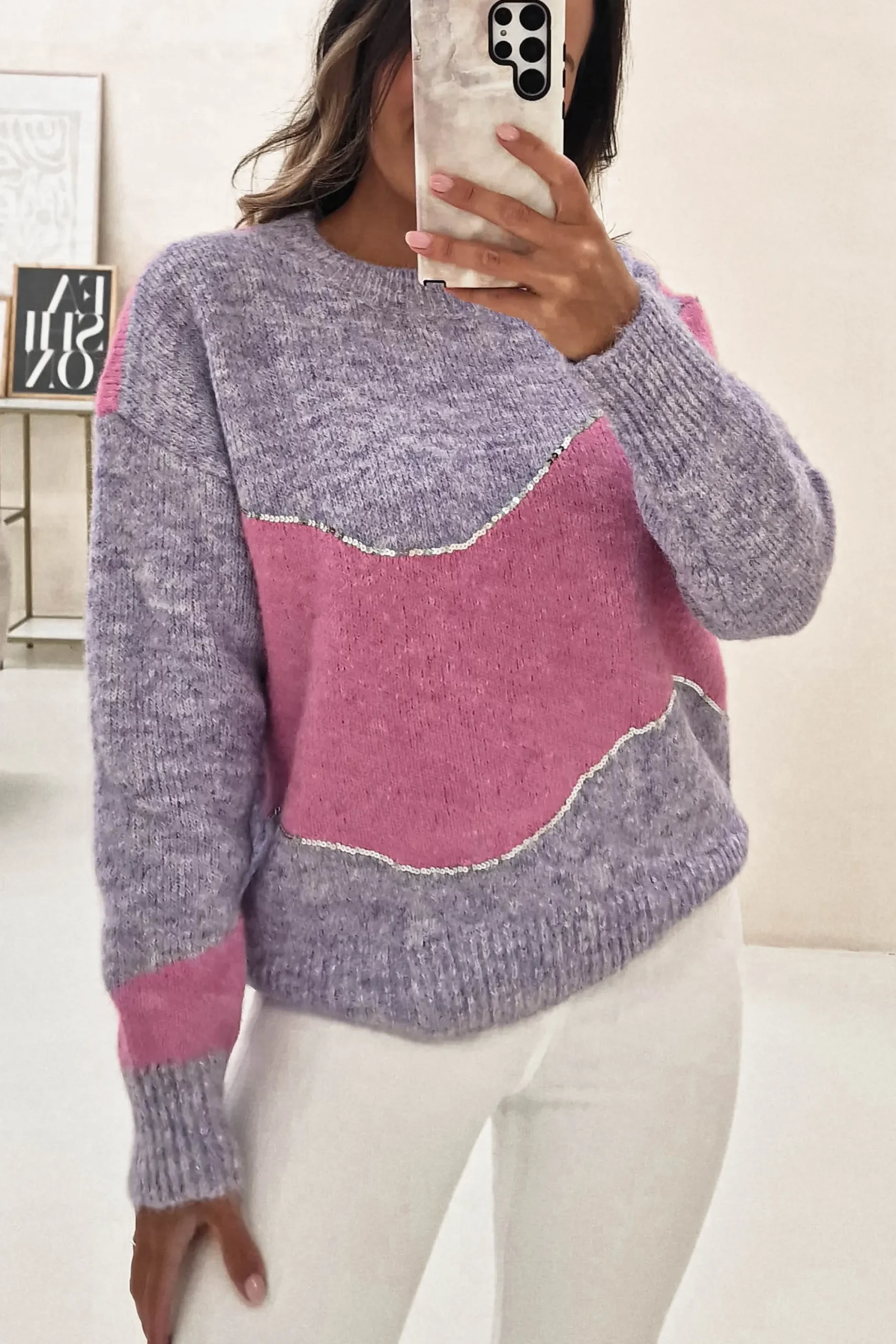Rosalind Sequin Detail Jumper | Lilac/Pink
